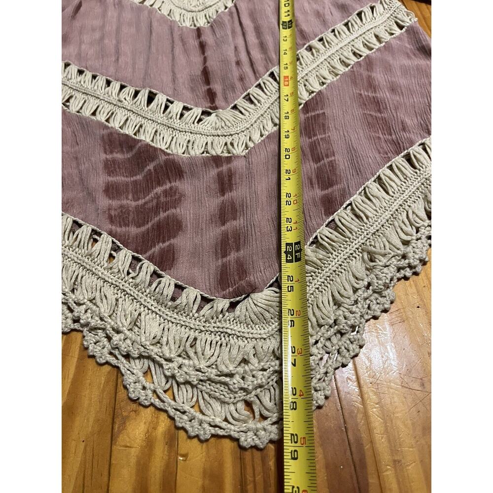 Umgee Boho Pink Tie Dye Top Size L Crochet open weave Festival High Low Hem - Picture 9 of 16